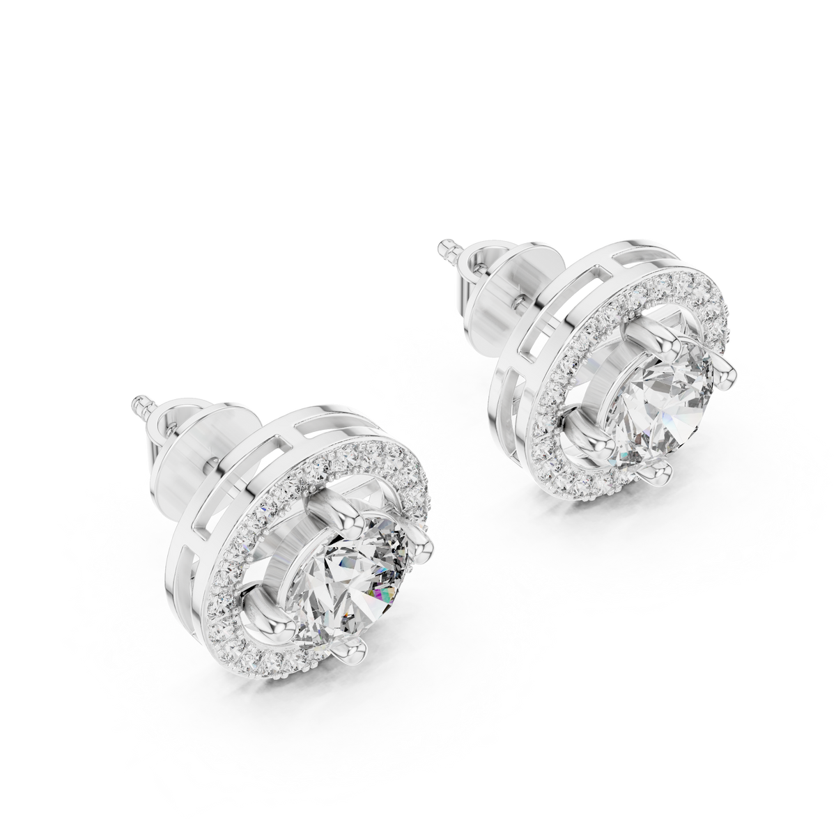 Aurelia Imperial Halo Solitaire Studs