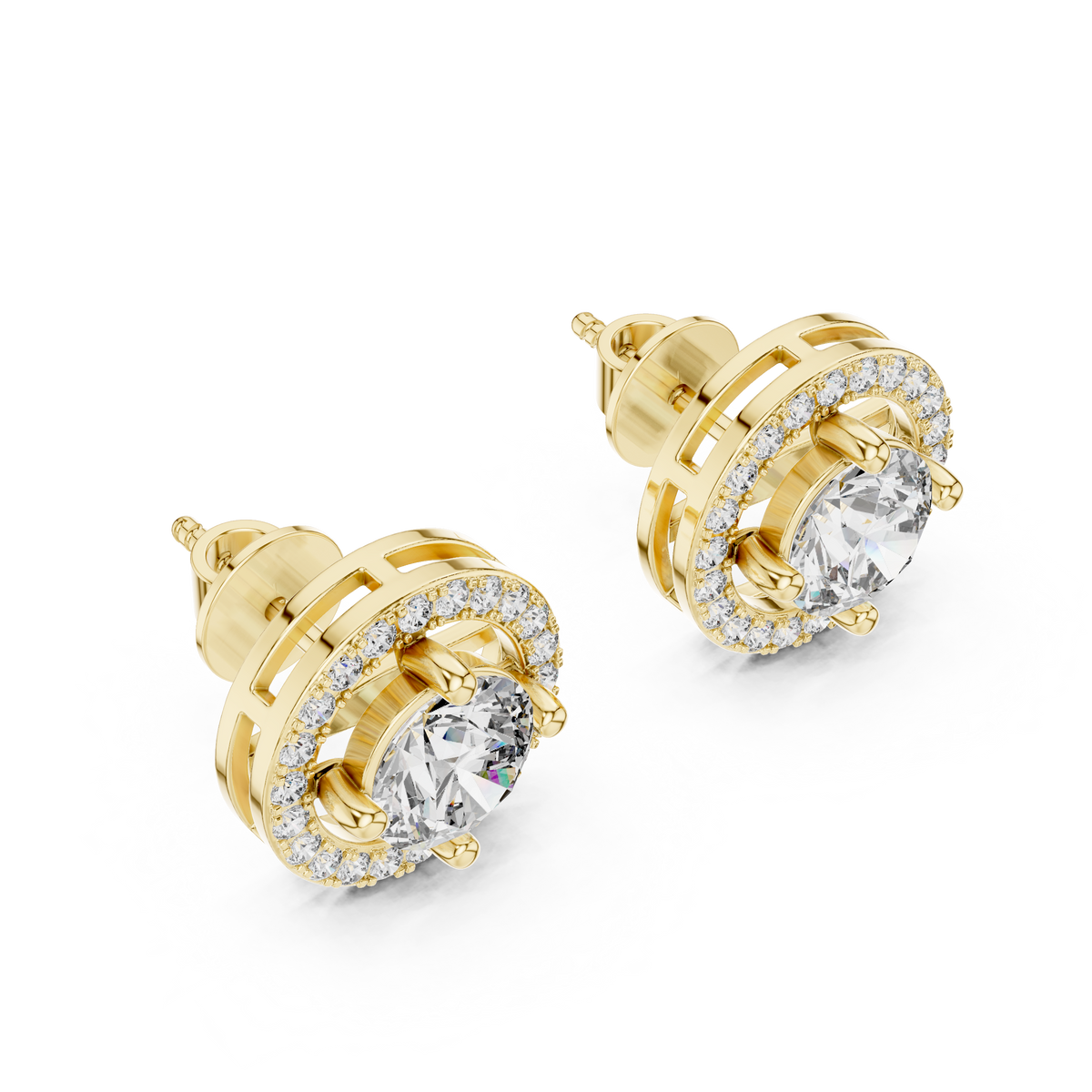 Aurelia Imperial Halo Solitaire Studs