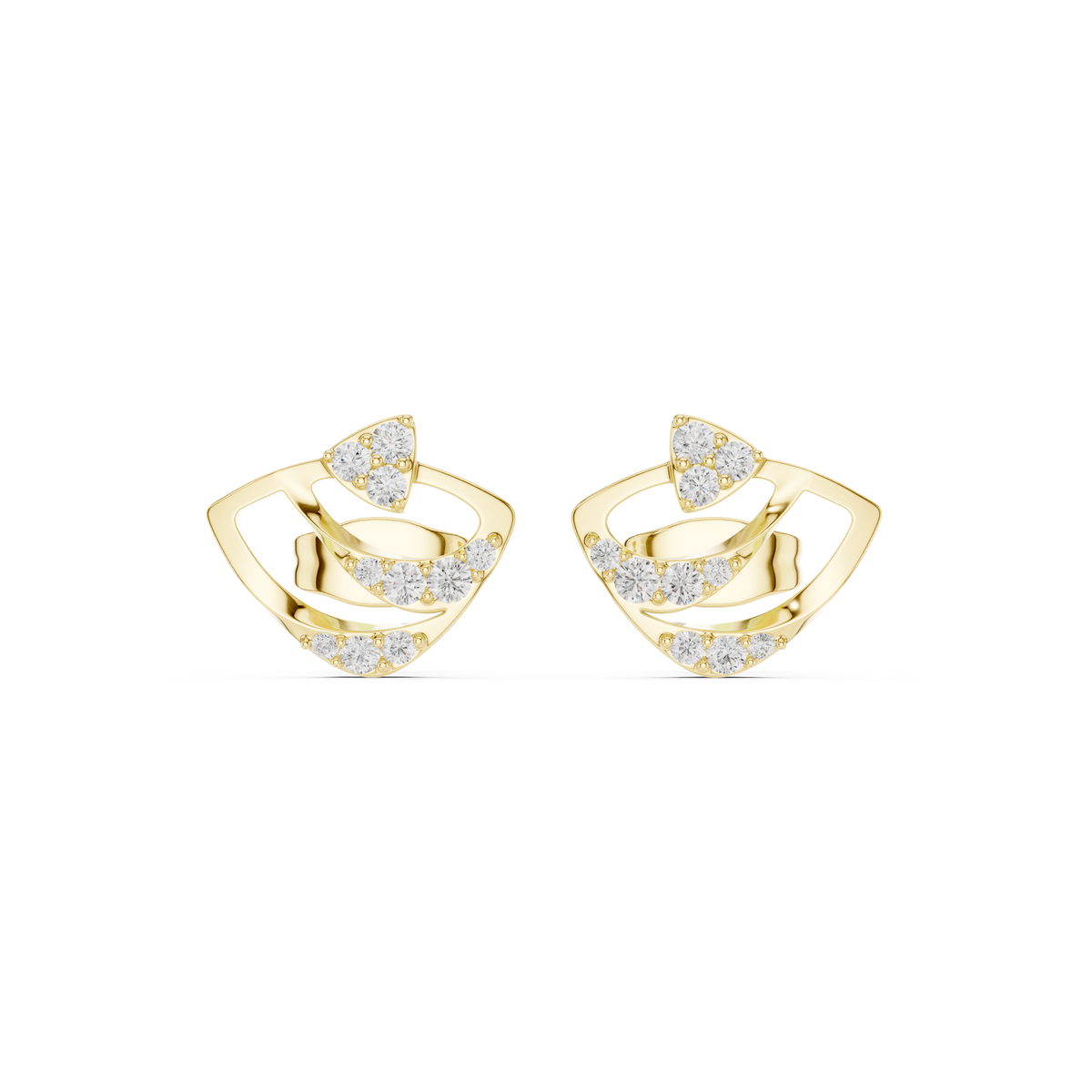 Viresta Geometric Diamond Loop Studs