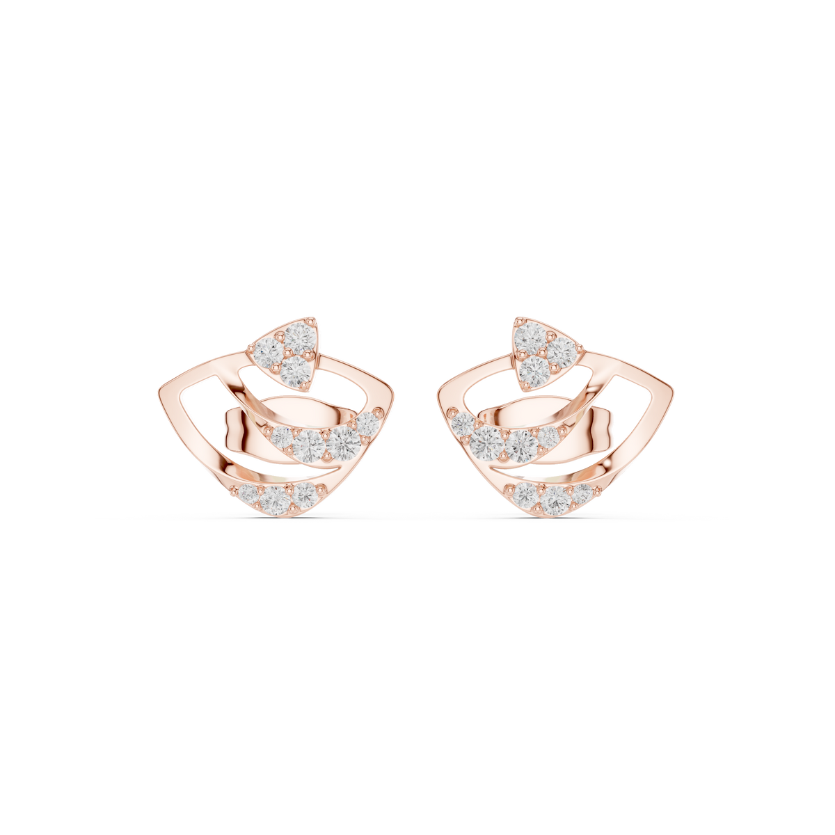 Viresta Geometric Diamond Loop Studs