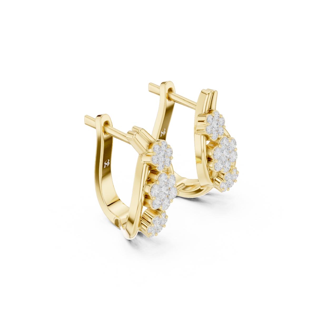 Elvara Triple Bloom Diamond Hoops