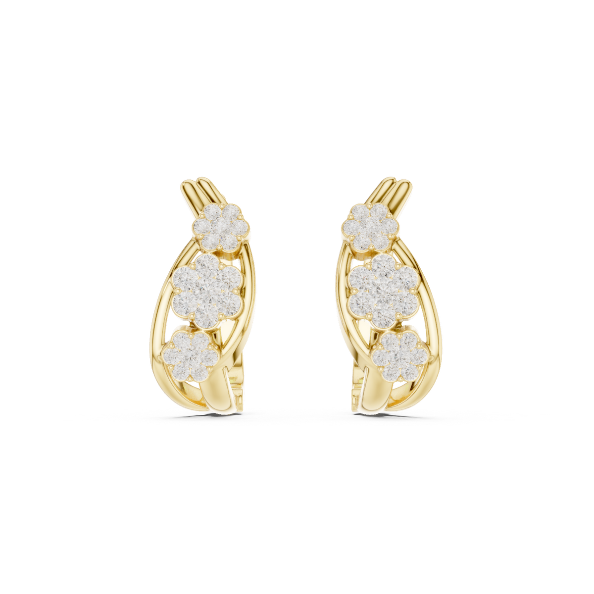 Elvara Triple Bloom Diamond Hoops