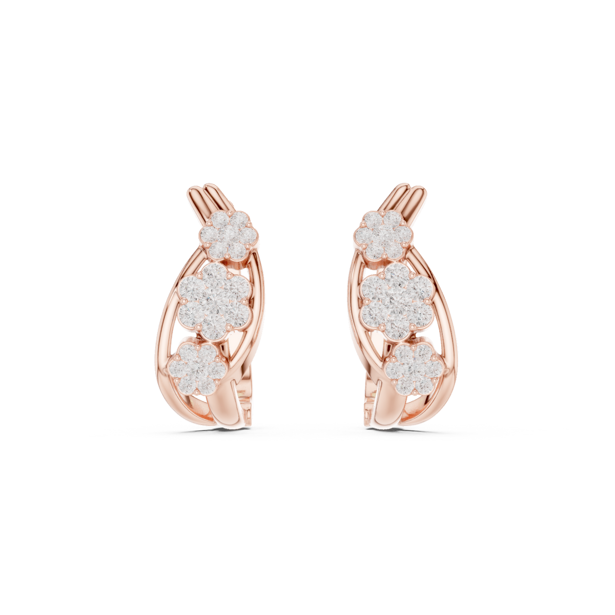 Elvara Triple Bloom Diamond Hoops