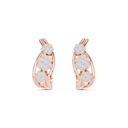 Elvara Triple Bloom Diamond Hoops