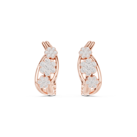 Elvara Triple Bloom Diamond Hoops