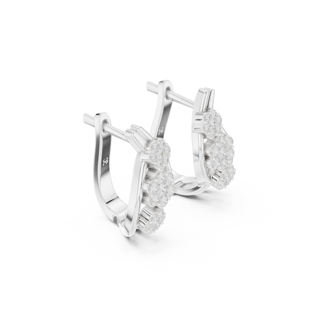 Elvara Triple Bloom Diamond Hoops