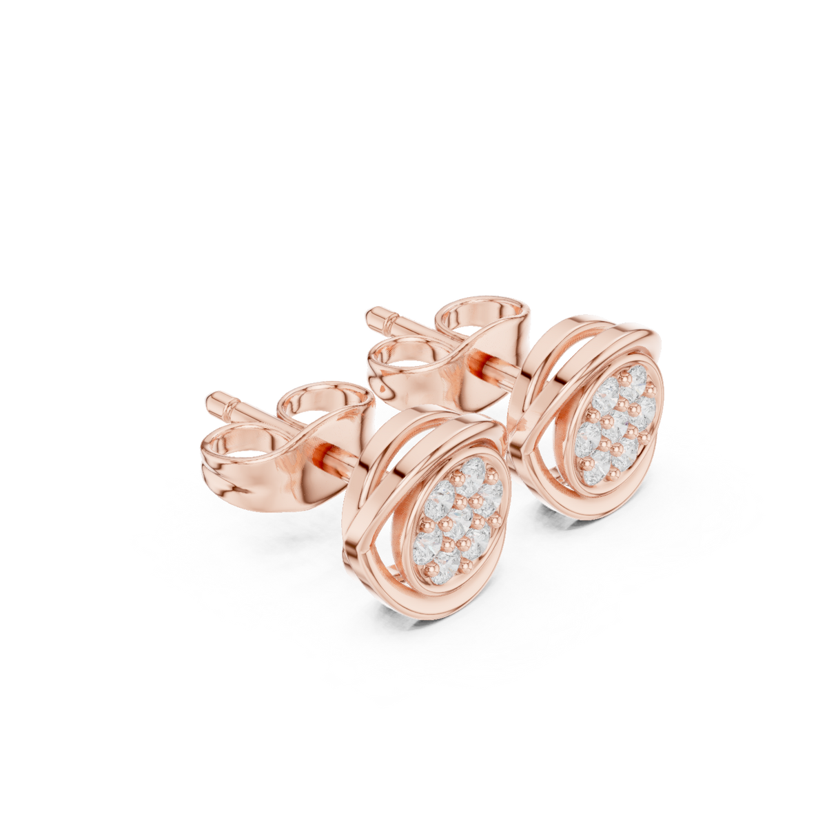 Viresta Round Diamond Floral Frame Studs