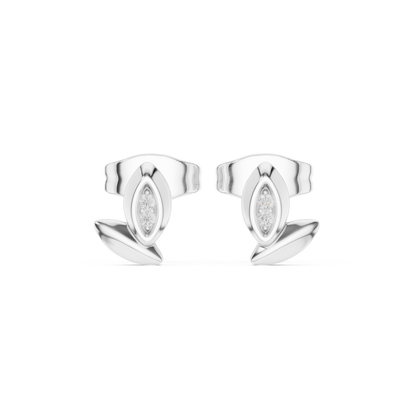 Bloom Bud Moissanite Stud Earrings in 925 Sterling Silver