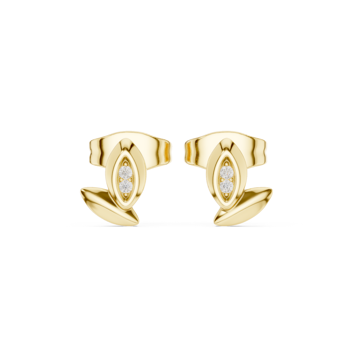 Elvanya Leaf Diamond Sculpted Studs