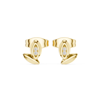 Elvanya Leaf Diamond Sculpted Studs