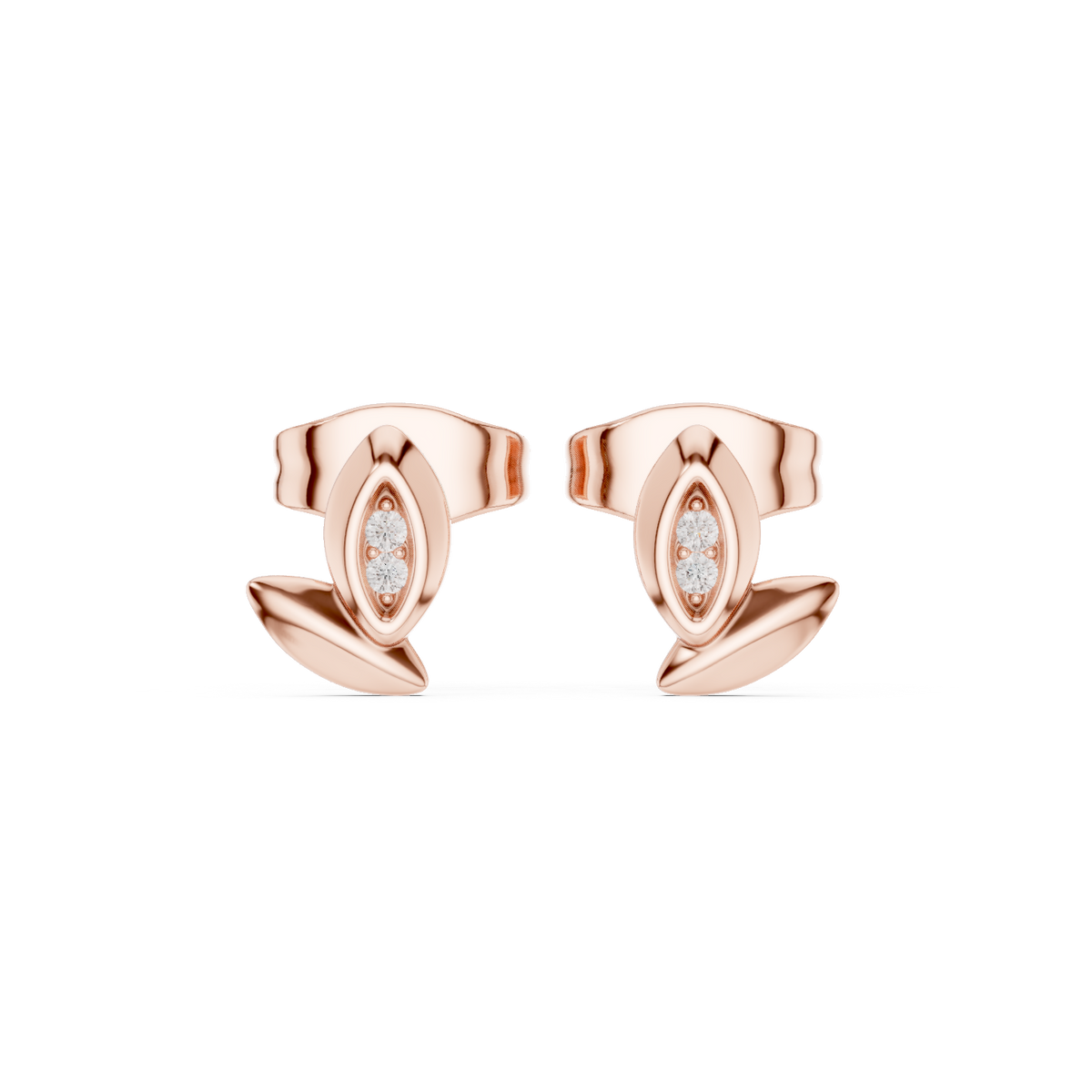 Elvanya Leaf Diamond Sculpted Studs