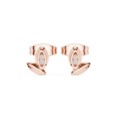 Elvanya Leaf Diamond Sculpted Studs