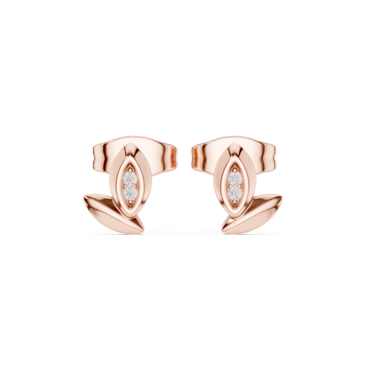 Elvanya Leaf Diamond Sculpted Studs