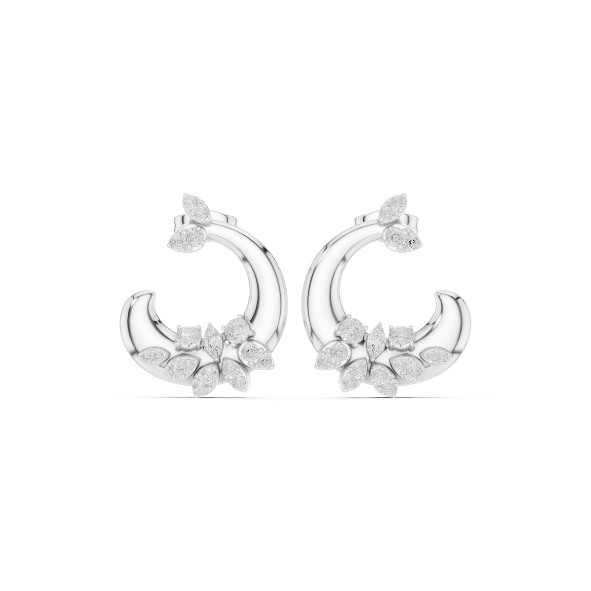 Lunavia Floral Diamond Crescent Studs