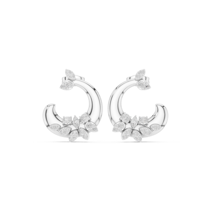 Lunavia Floral Diamond Crescent Studs