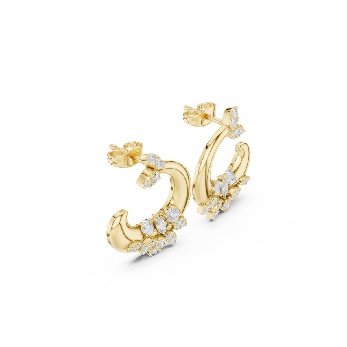 Lunavia Floral Diamond Crescent Studs