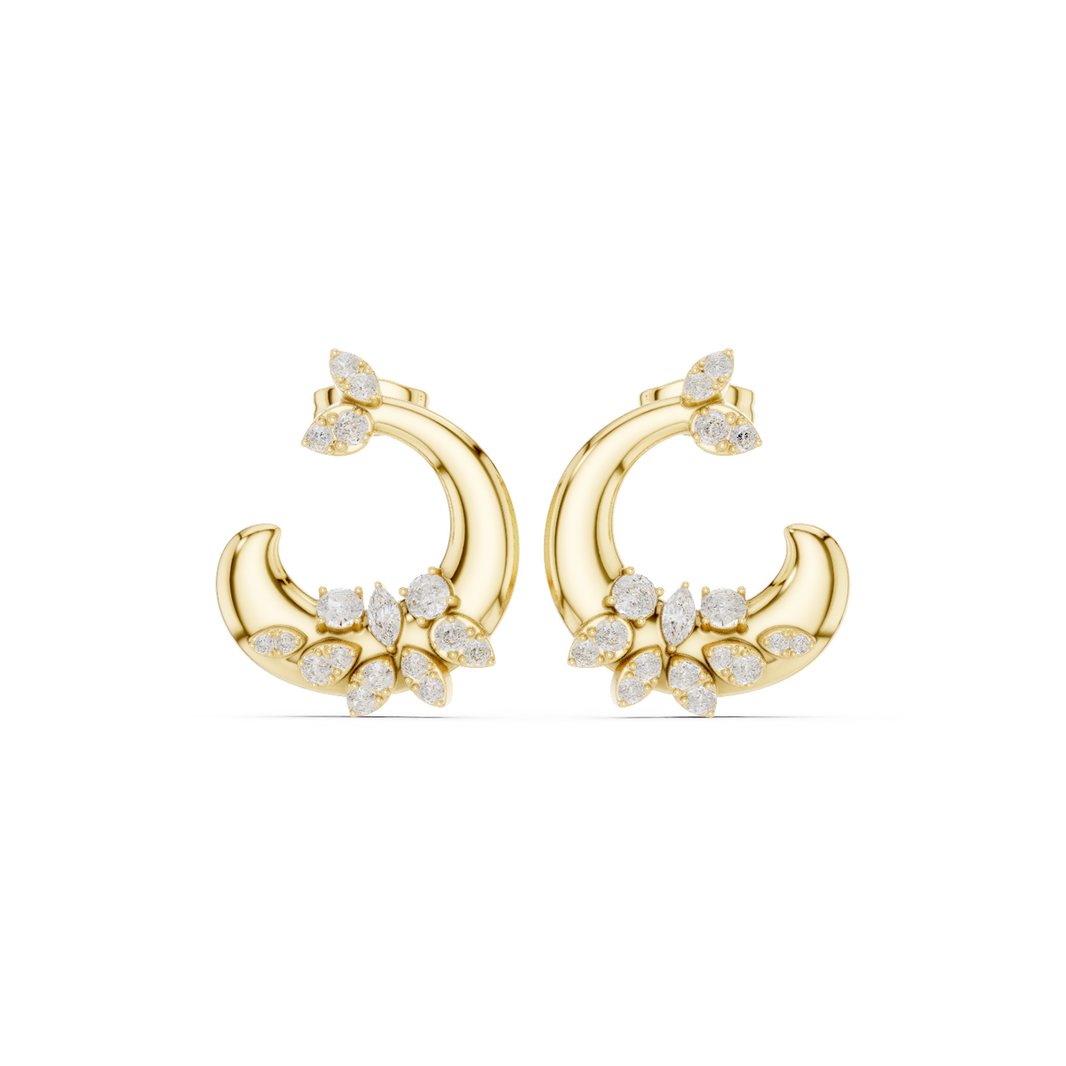 Lunavia Floral Diamond Crescent Studs