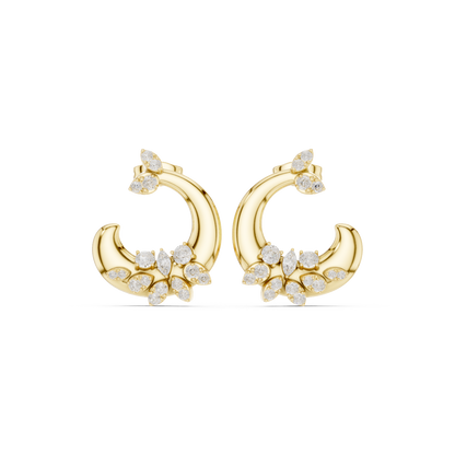 Lunavia Floral Diamond Crescent Studs