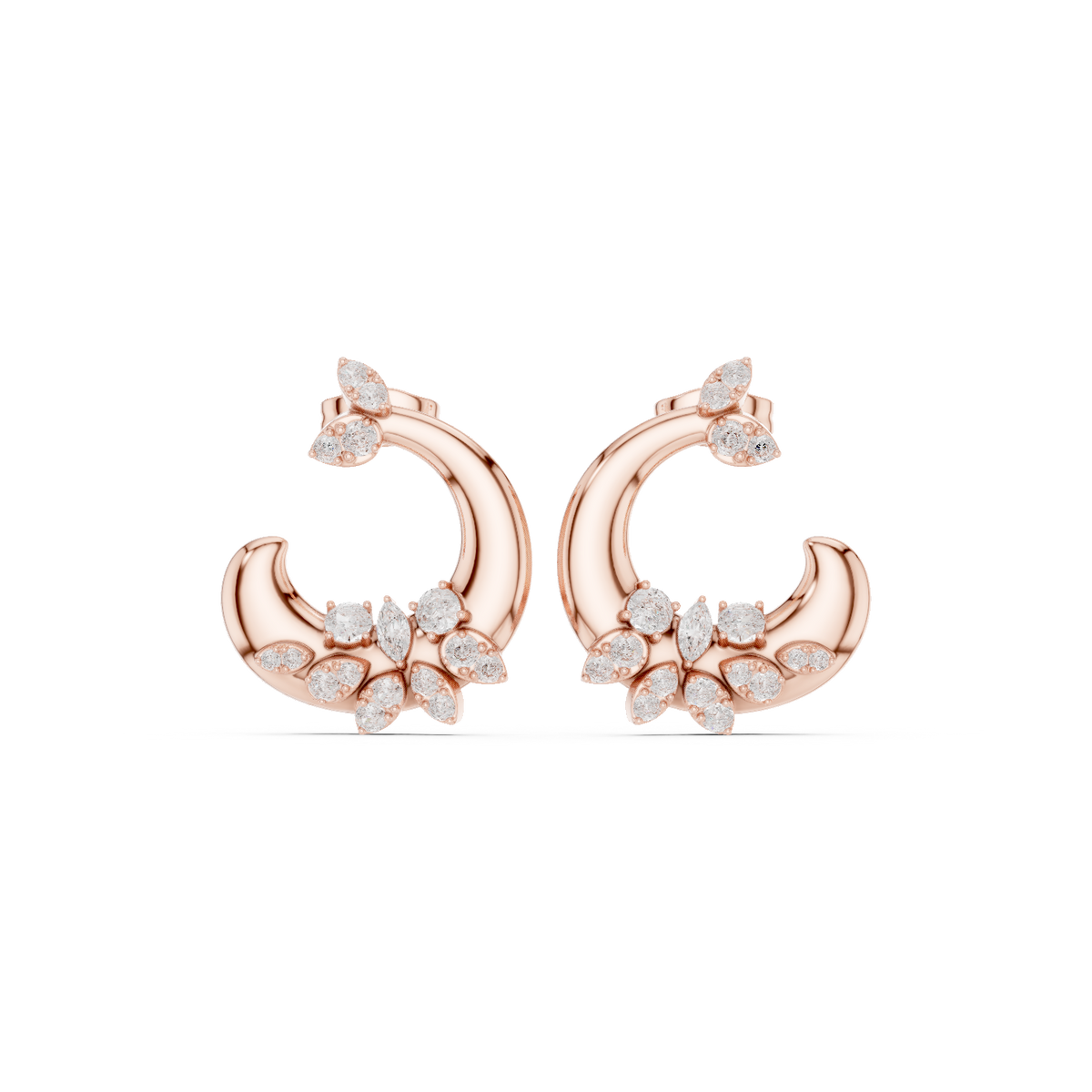 Lunavia Floral Diamond Crescent Studs