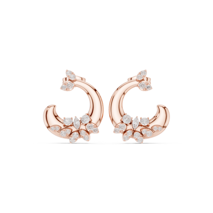 Lunavia Floral Diamond Crescent Studs