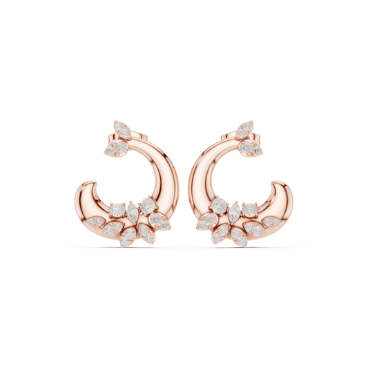 Lunavia Floral Diamond Crescent Studs
