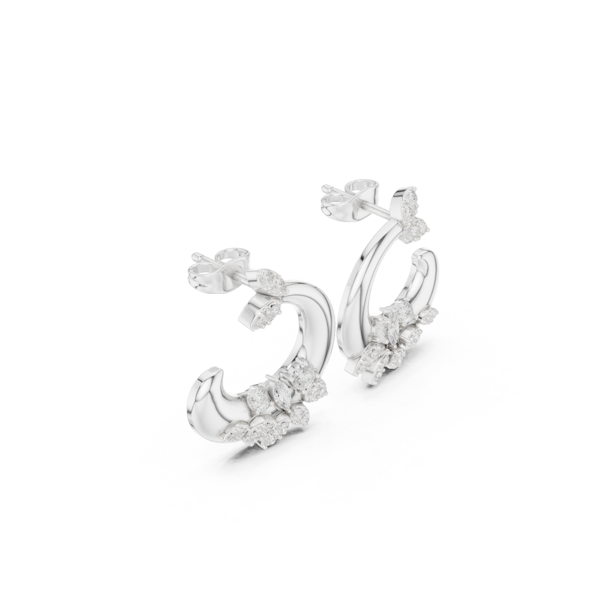 Lunavia Floral Diamond Crescent Studs