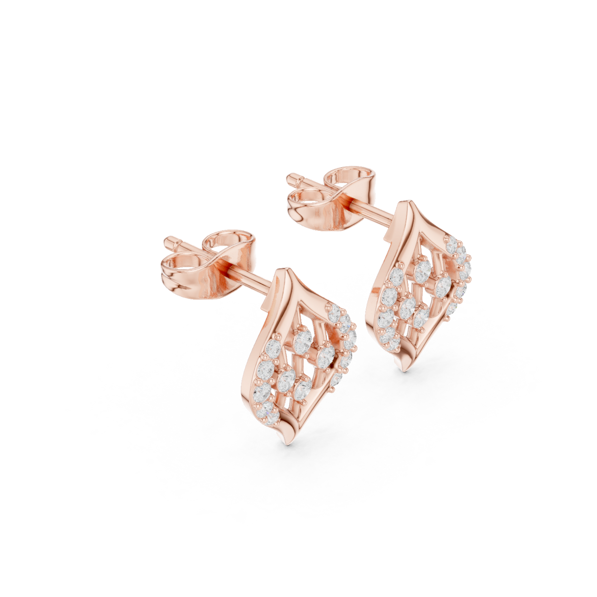 Aveline Geometric Diamond Shield Studs