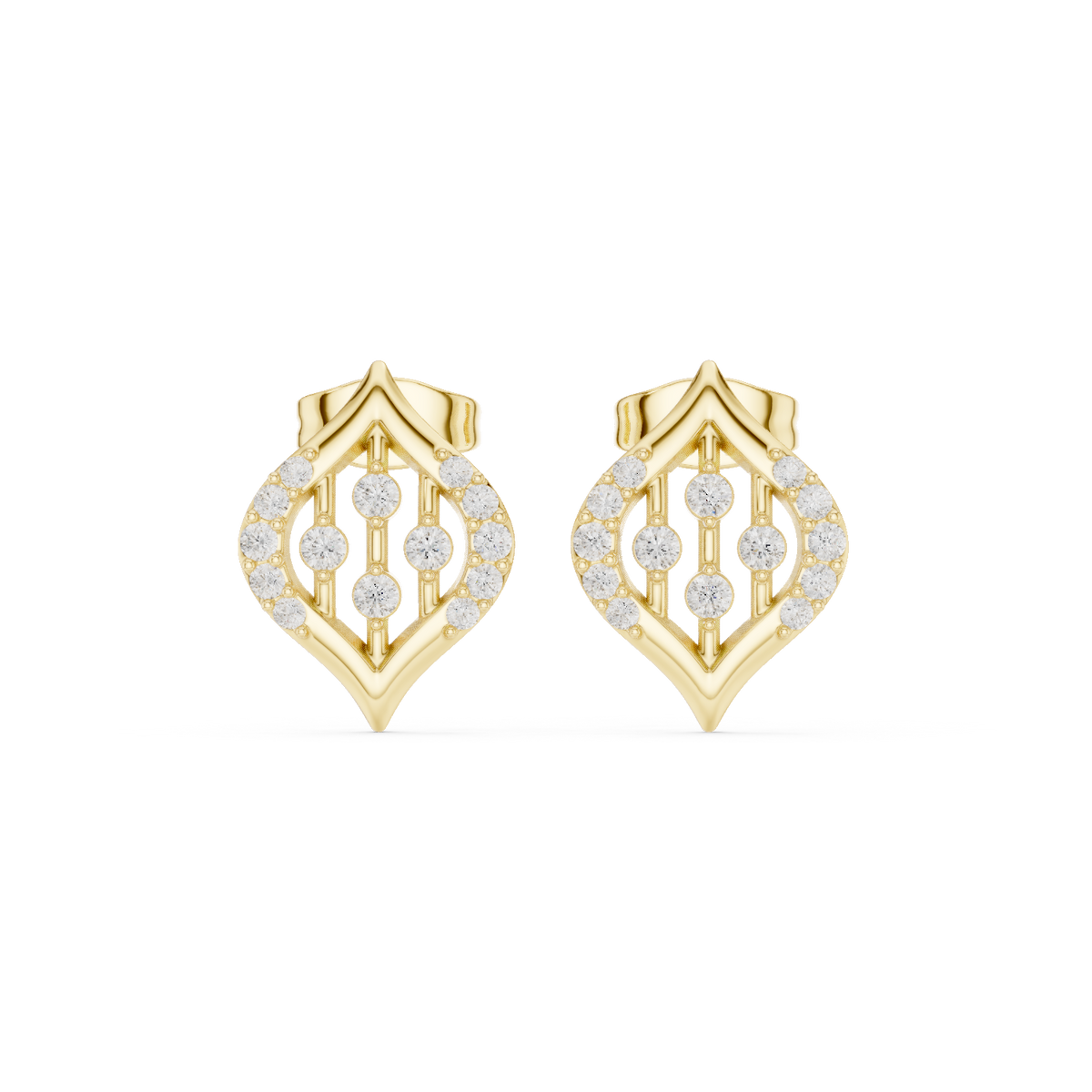 Aveline Geometric Diamond Shield Studs