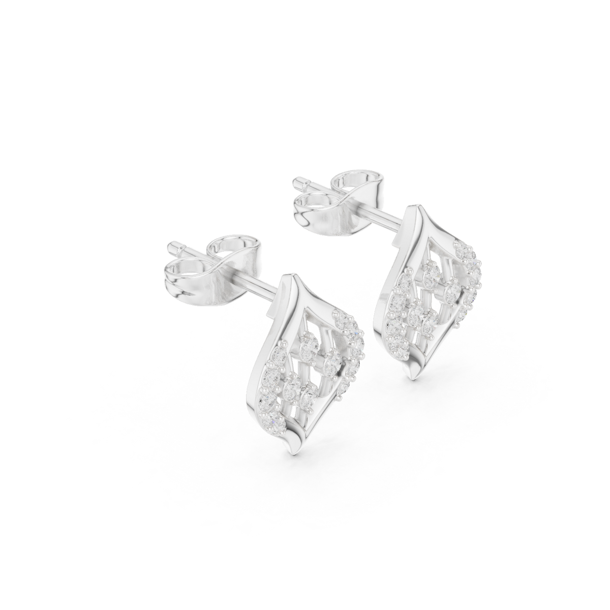 Aveline Geometric Diamond Shield Studs