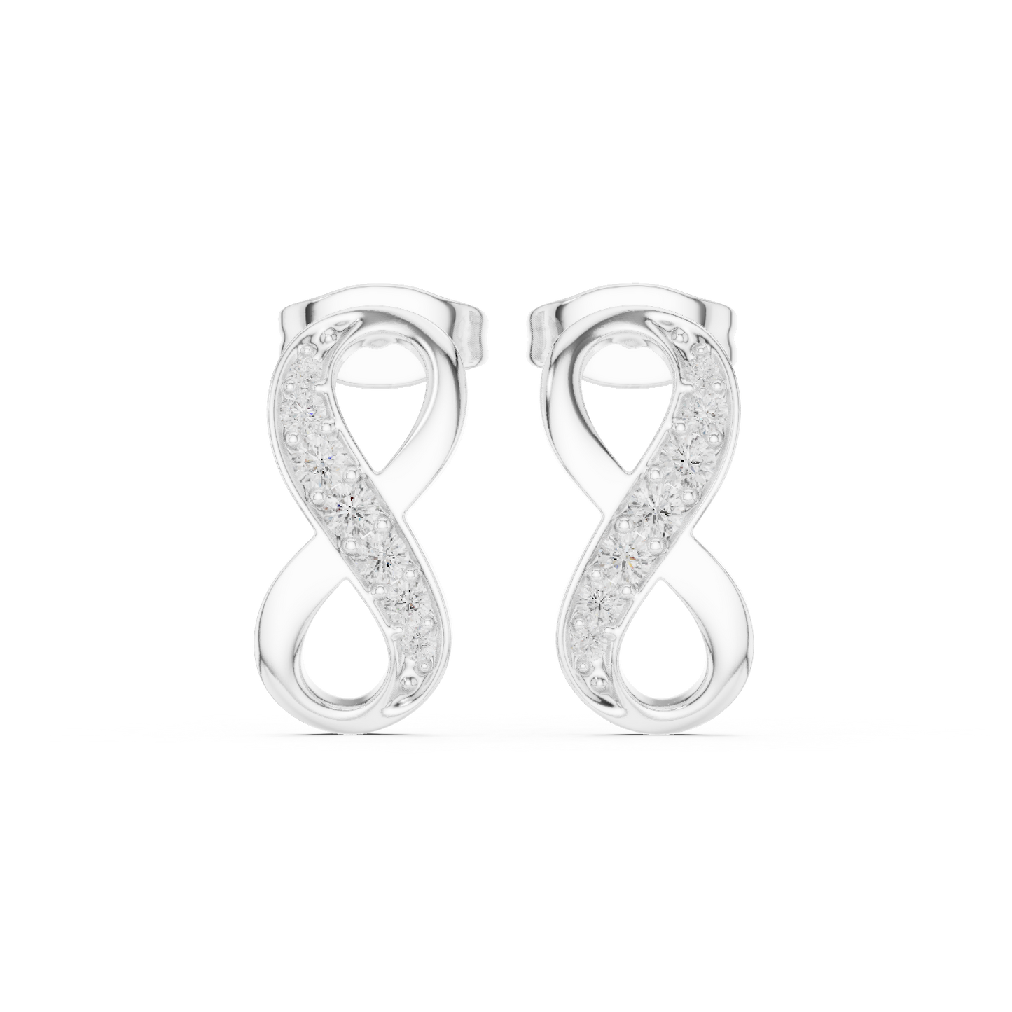 Infinity Grace Moissanite Stud Earrings in 925 Sterling Silver