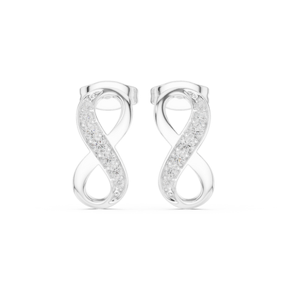 Infinity Grace Moissanite Stud Earrings in 925 Sterling Silver