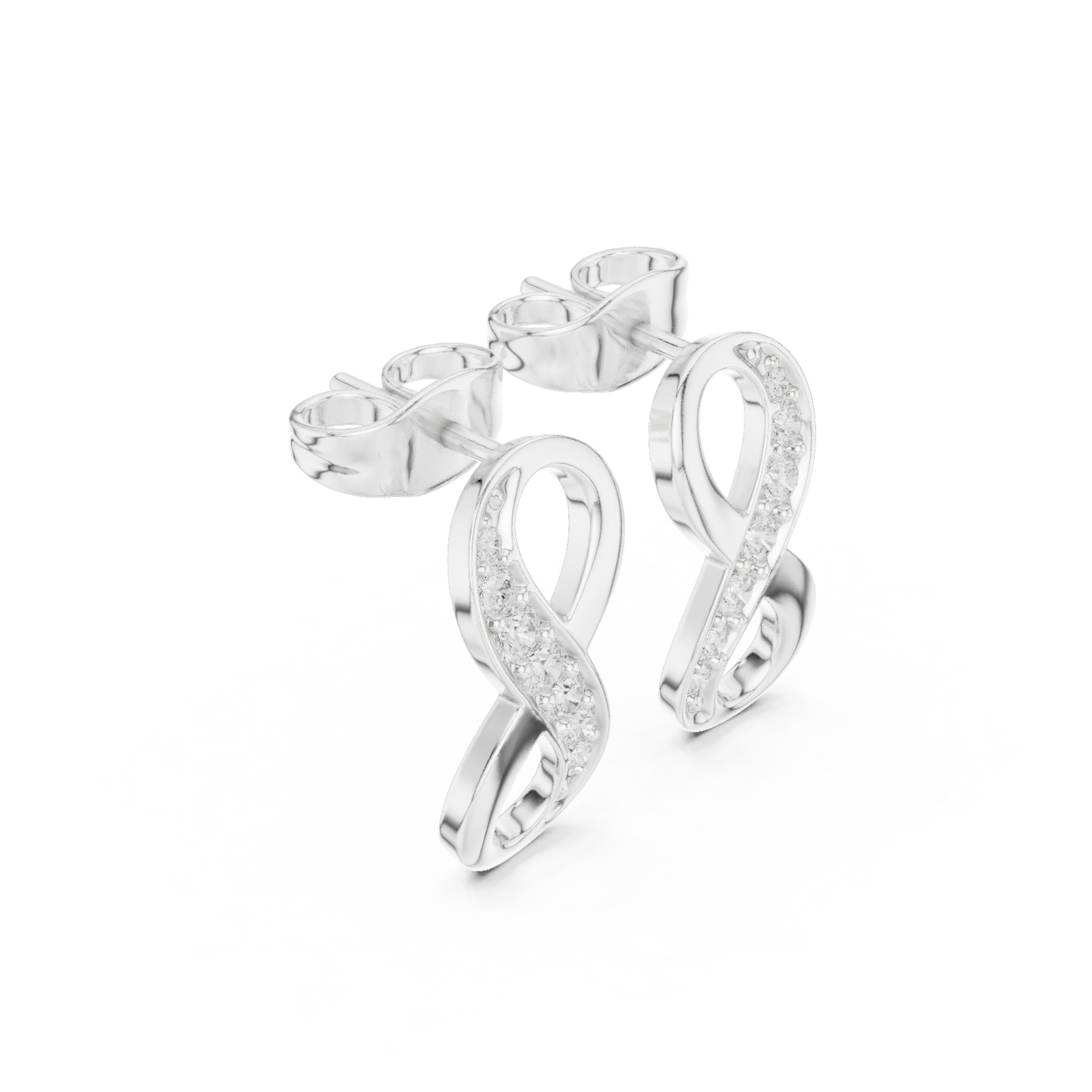 Infinity Grace Moissanite Stud Earrings in 925 Sterling Silver