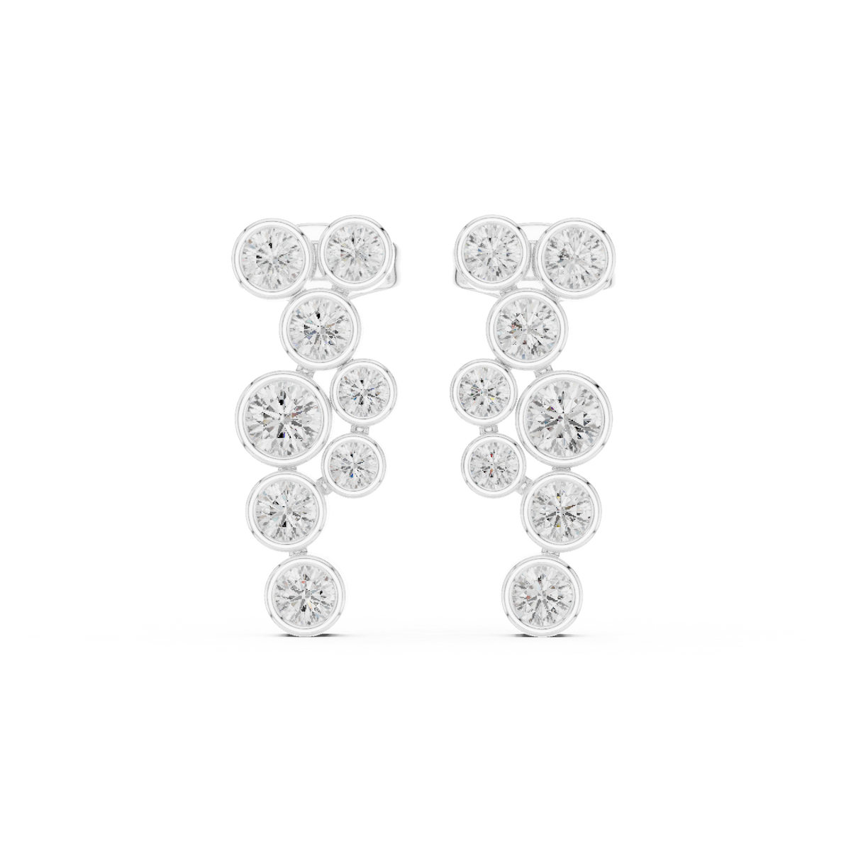 Elira Cascade Round Diamond Drop Earrings