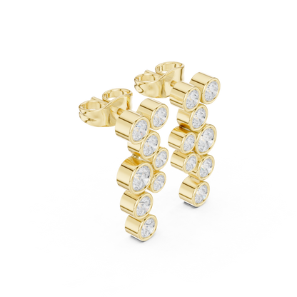 Elira Cascade Round Diamond Drop Earrings