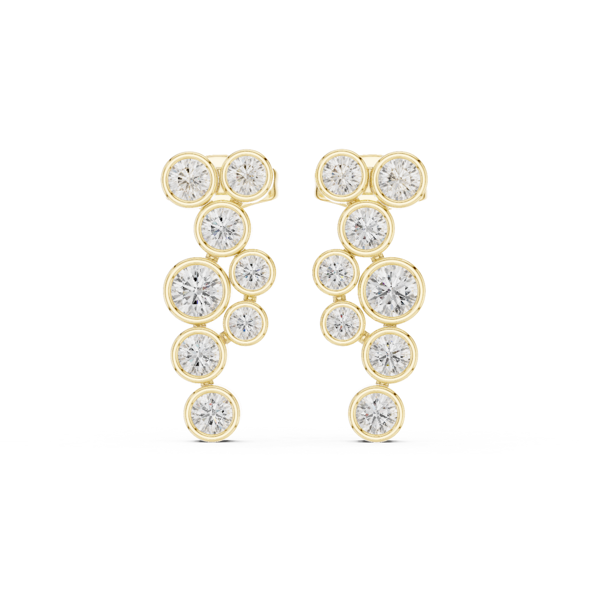 Elira Cascade Round Diamond Drop Earrings