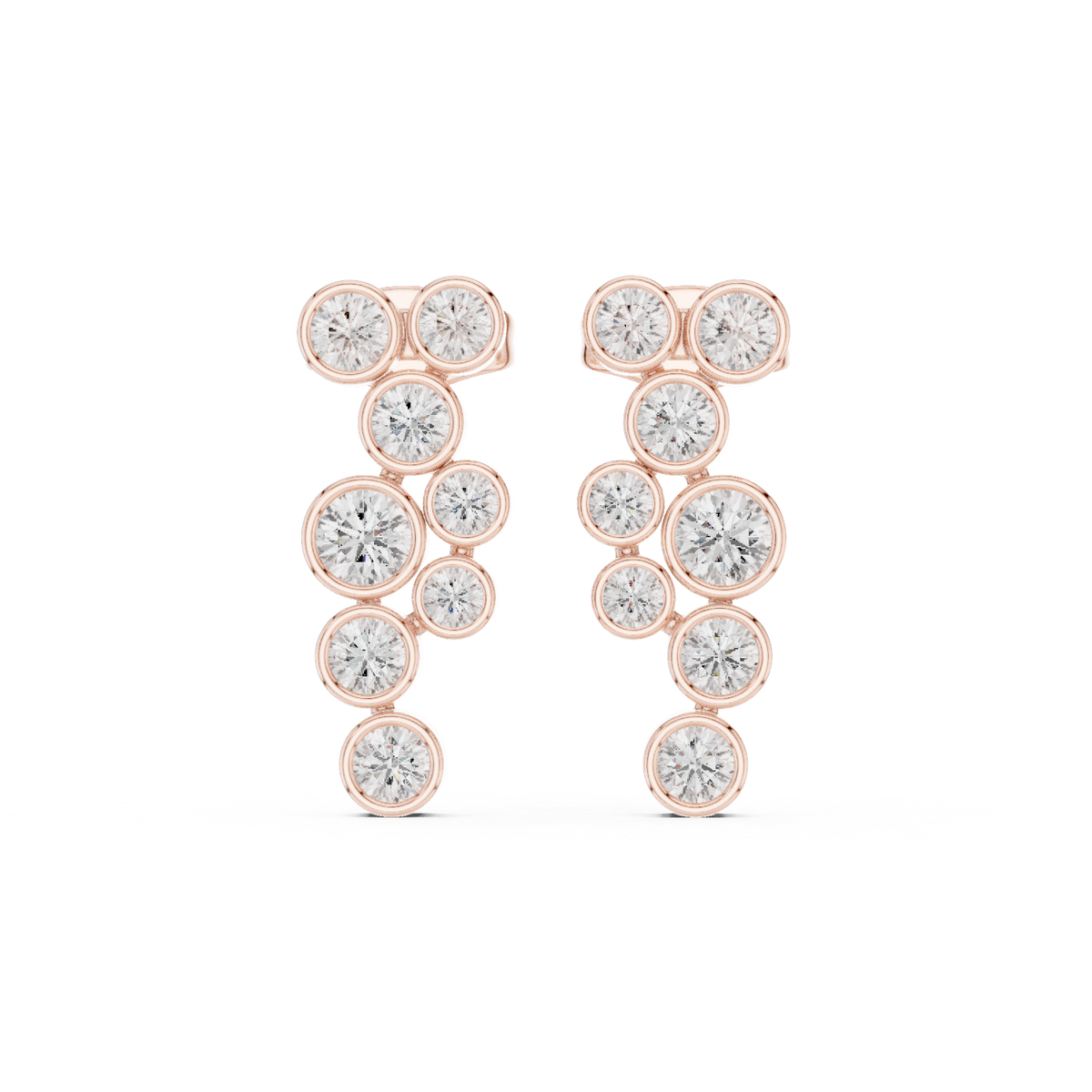 Elira Cascade Round Diamond Drop Earrings