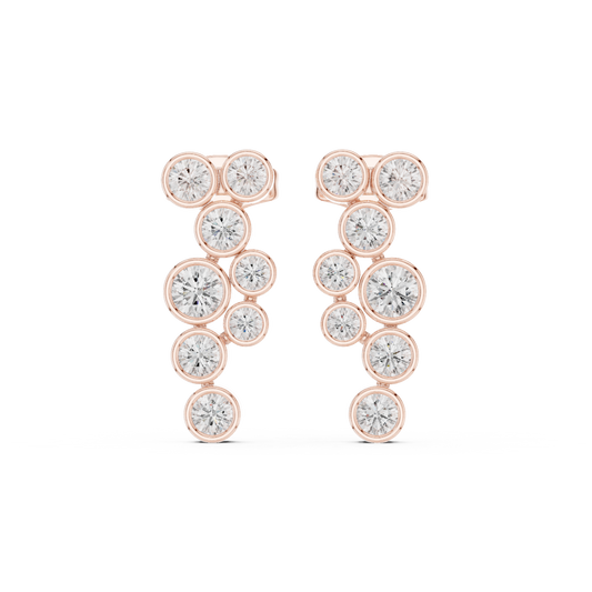 Elira Cascade Round Diamond Drop Earrings