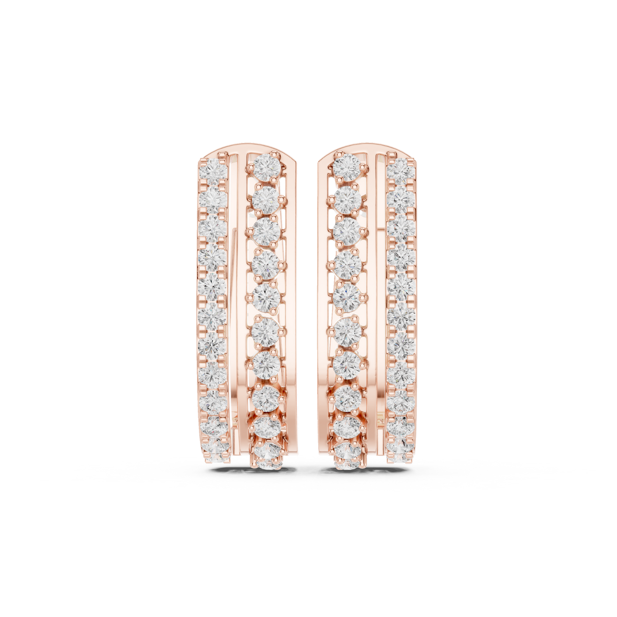 Zorelle Double Row Diamond Hoop Earrings