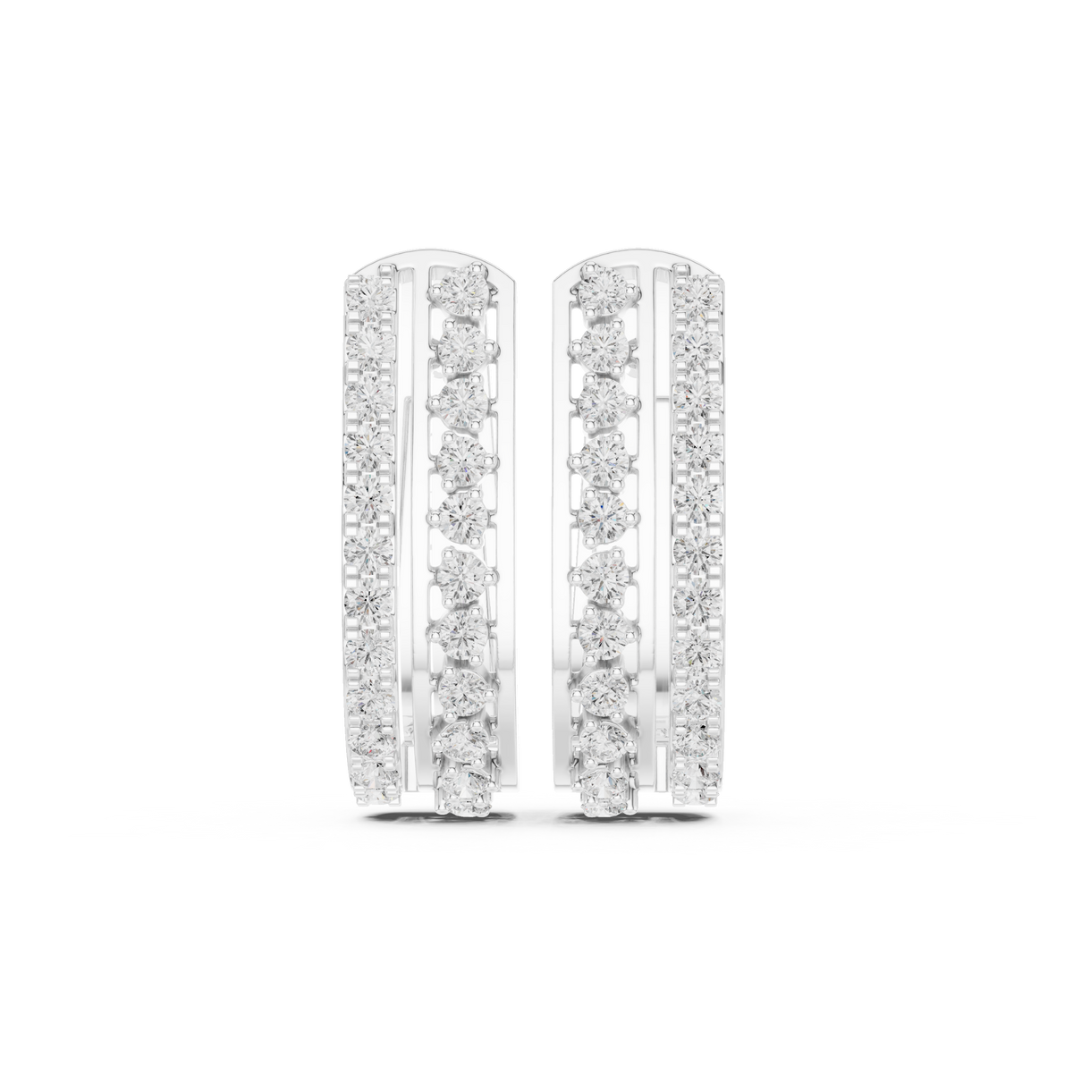 Zorelle Double Row Diamond Hoop Earrings