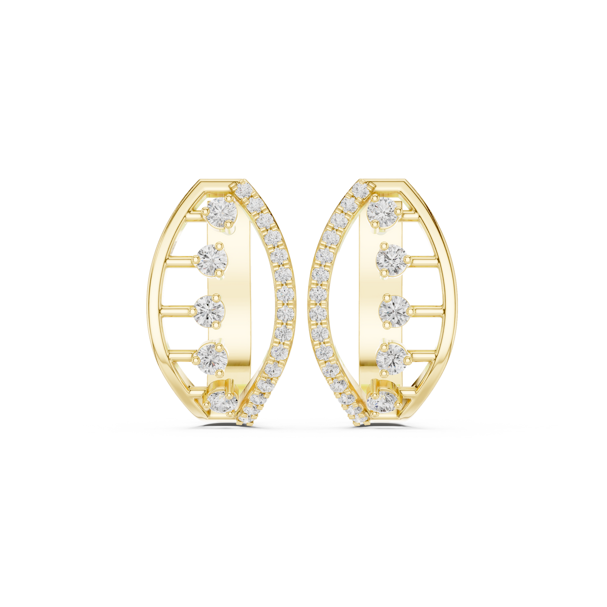 Elvara Oval Diamond Open Hoops