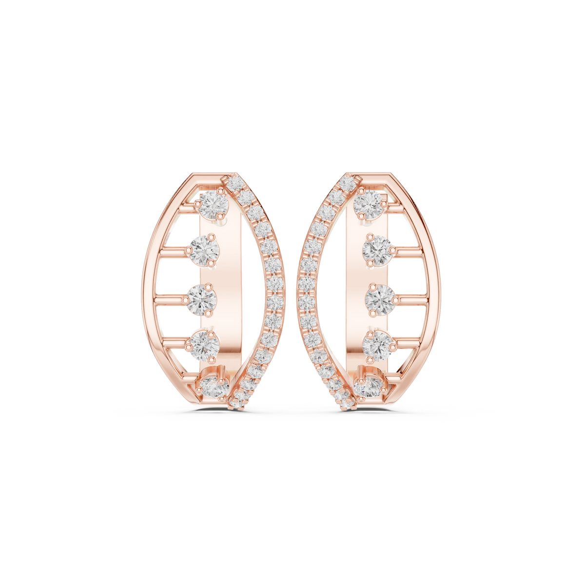 Elvara Oval Diamond Open Hoops