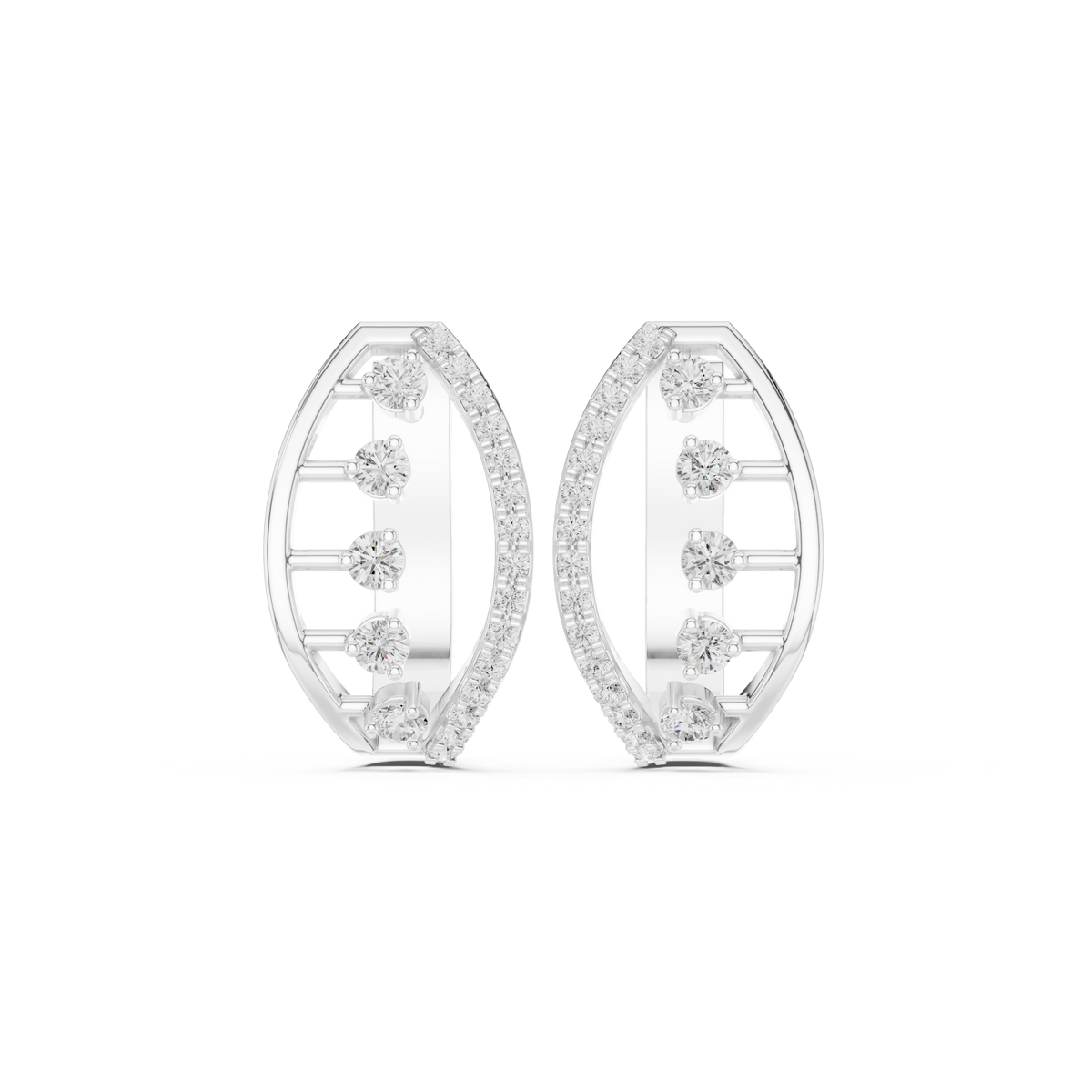 Elvara Oval Diamond Open Hoops