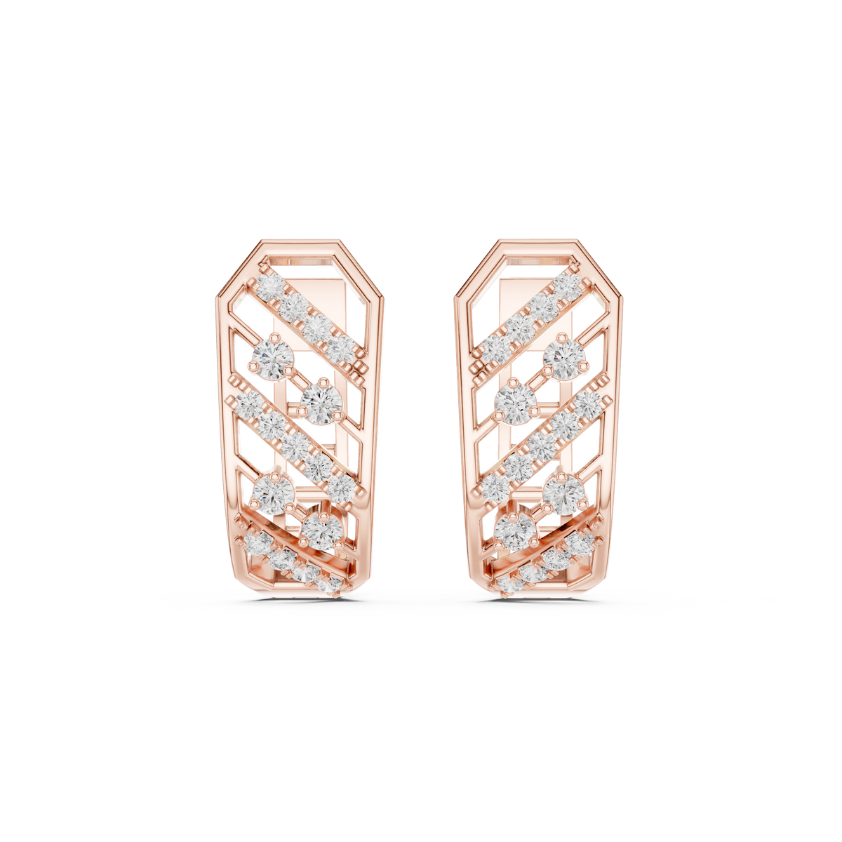Veylora Geometric Diamond Hoop Earring