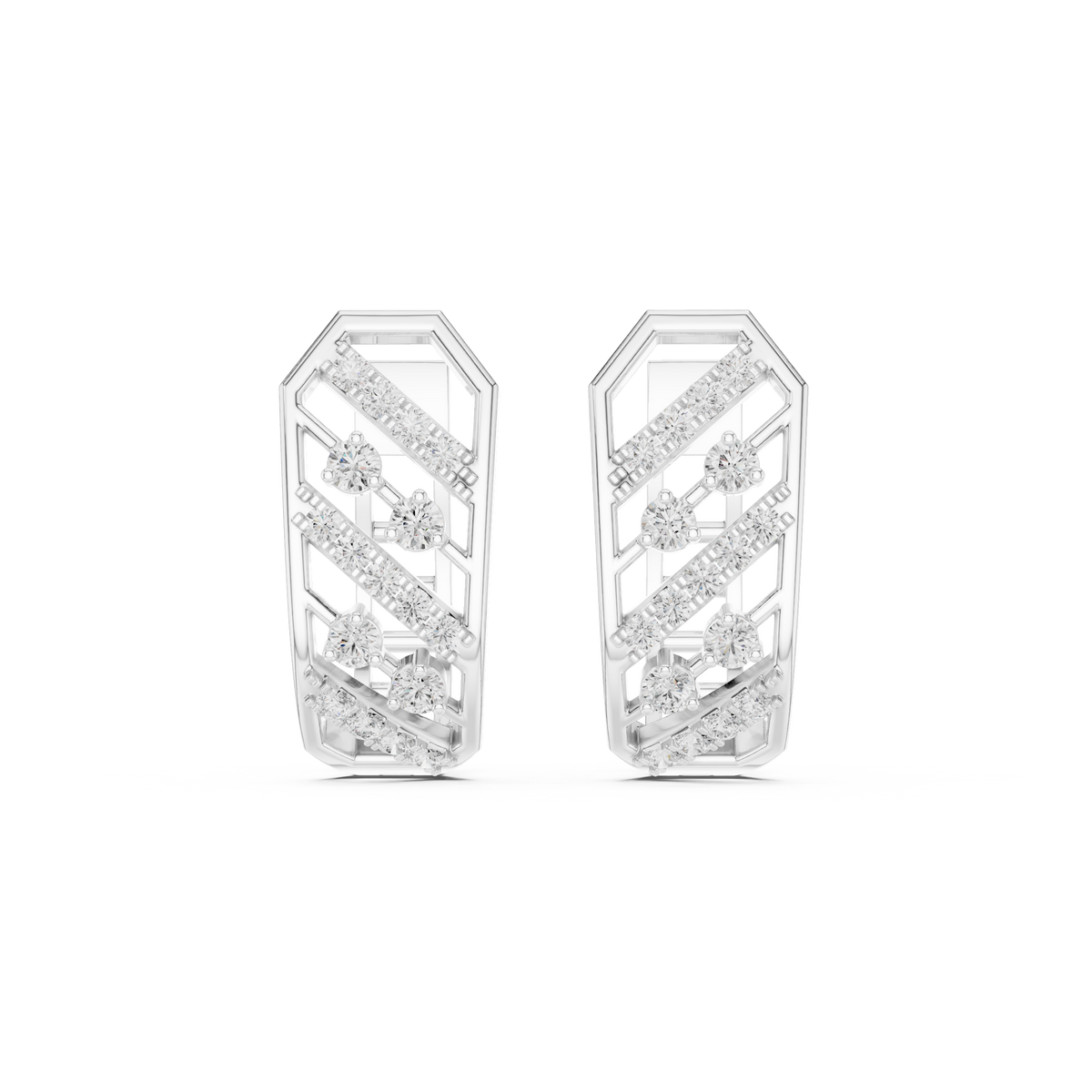 Veylora Geometric Diamond Hoop Earring
