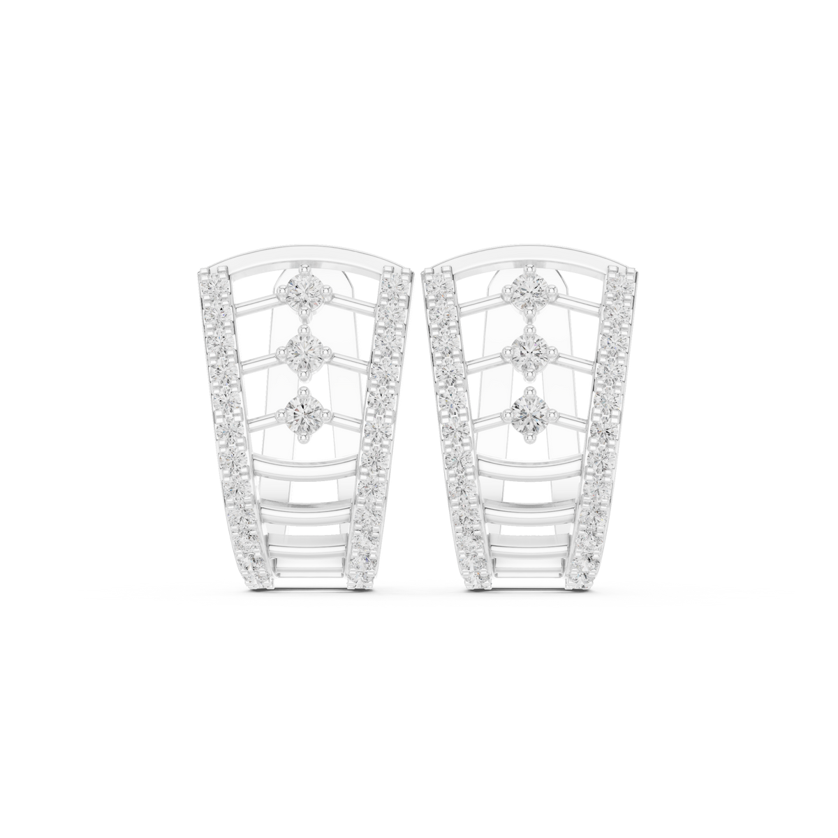 Elvara Triple Diamond Frame Hoops