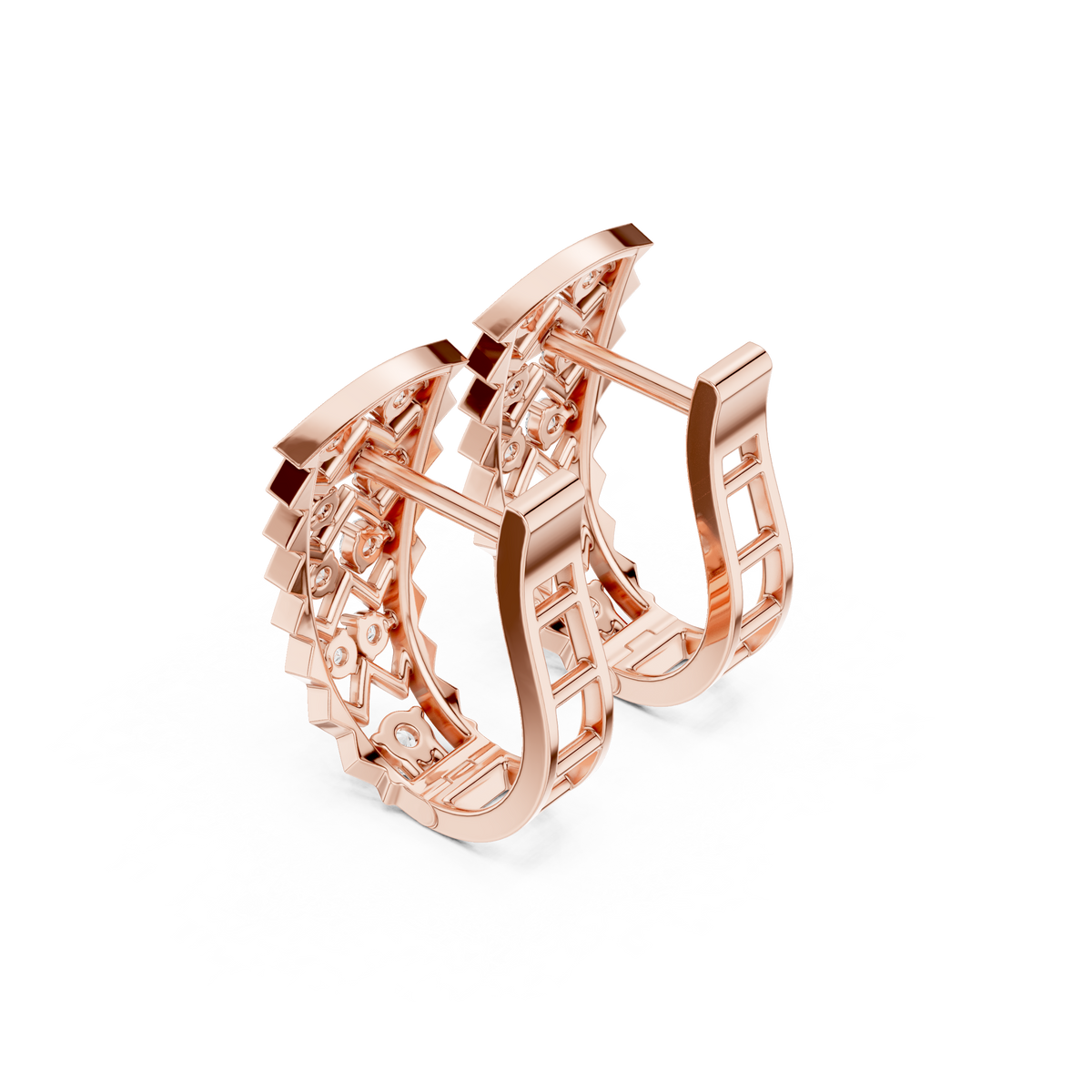 Zirelle Geometric Diamond Zigzag Hoops