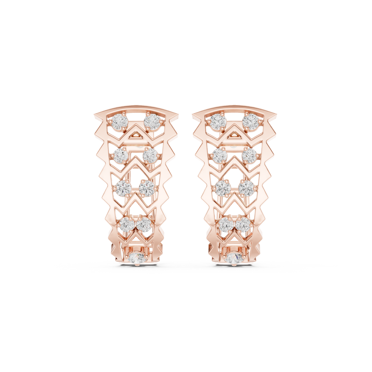 Zirelle Geometric Diamond Zigzag Hoops