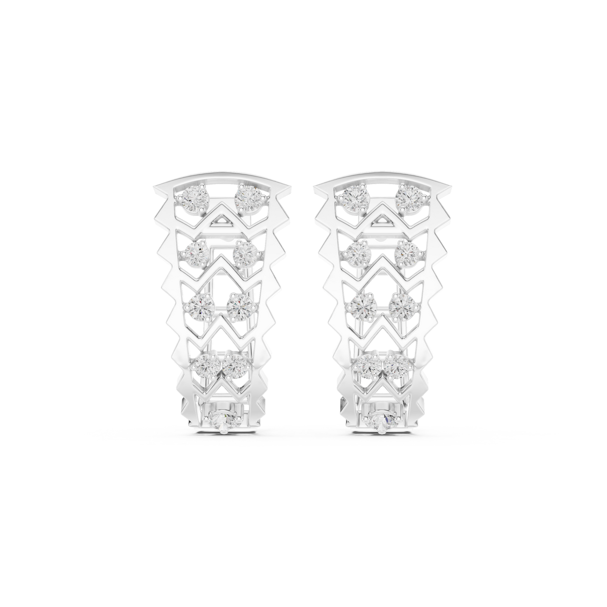 Zirelle Geometric Diamond Zigzag Hoops