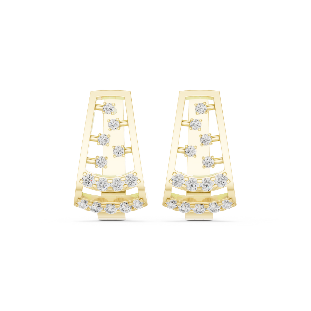 Elvara Geometric Diamond Open Hoops