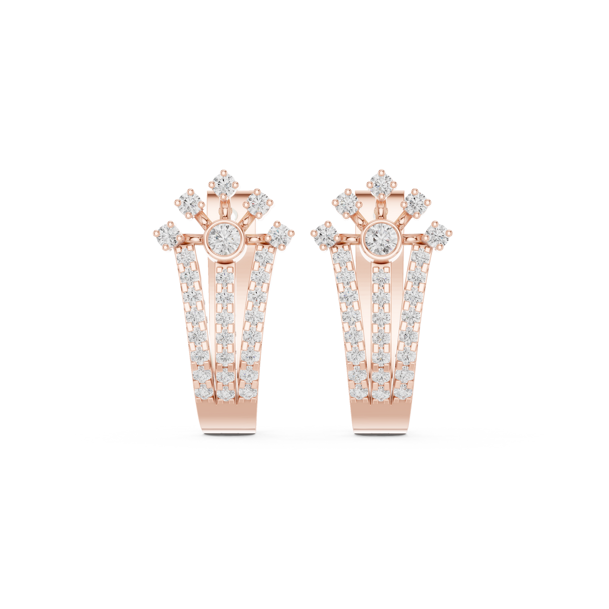 Elvara Floral Round Diamond Hoops